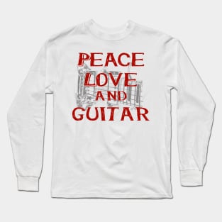 Peace love and guitar Long Sleeve T-Shirt